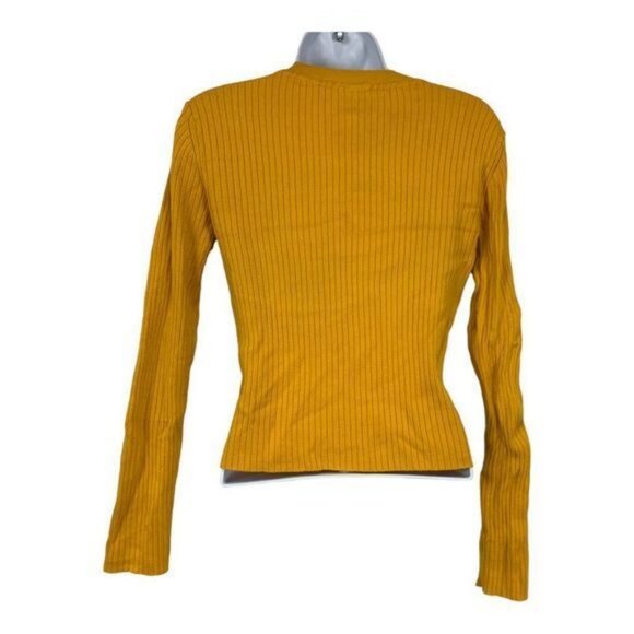 Divided by H&M Womens Ribbed Mustard Yellow Long Sleeve Sweater Size Medium - Picture 2 of 5